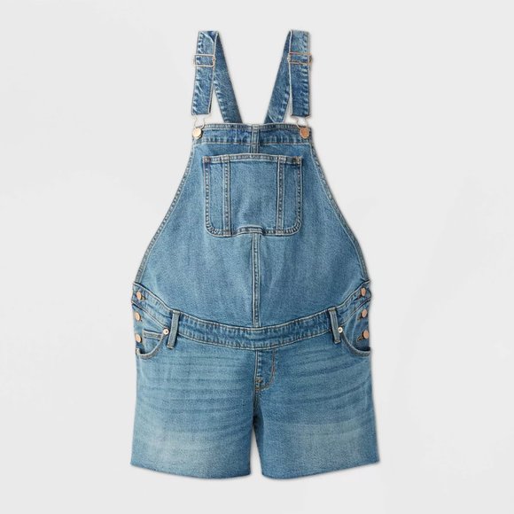 Ingrid & Isabel Maternity Denim Shortalls - Picture 1 of 4